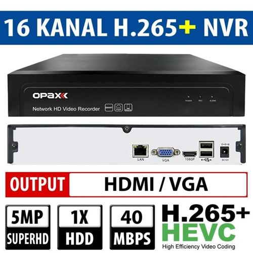 OPAX NVR-8000-A01S016-C1 16 KANAL NVR 5 MP DESTEK