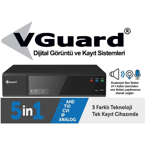 VGUARD VG-4C1A-LRU 4 KANAL 1080H H265+ 5IN1 SESLİ HİBRİT KAYIT CİHAZI