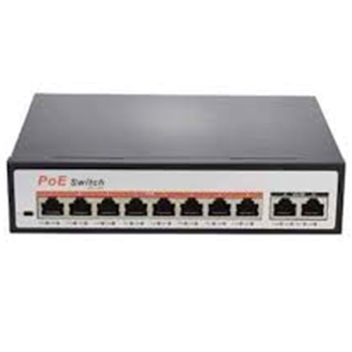 URANIUM POE-8002-96W 8 PORT 10/100 + 2 PORT 10/100 RJ45 UPLINK POE SWITCH (REALTEK CHIPSET)