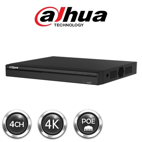 DAHUA NVR4104HS-4KS2/L 4 KANAL HDMI/VGA 2xUSB 1x10TB SATA HDD NVR KAYIT CIHAZI