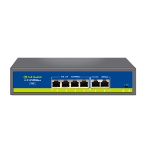 NVC-HIF0420FBL-C 4PORT POE 2 PORTUPLİNK 10/100Mb POESWİTCH