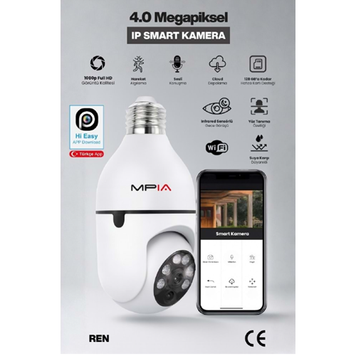 MPIA REN 4 MP Wi-Fi IP TF Kart Girişli Kamera 360° Panorama REN