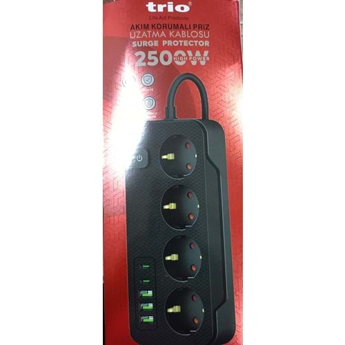 TRİO 3440 4LÜ AKIM KORUMALI PRİZ