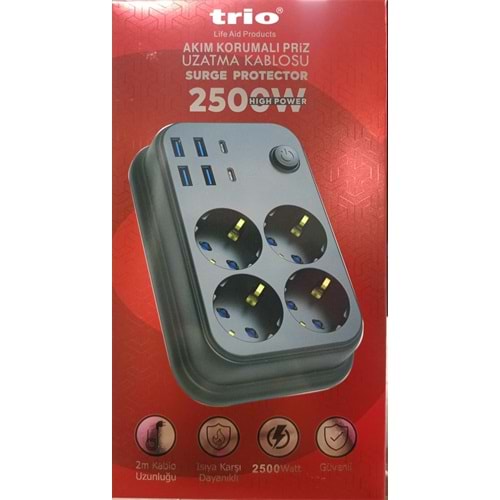 TRİO 3442 4LÜ AKIM KORUMALI PRİZ