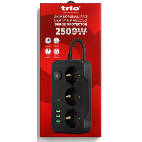 TRİO 3439 3LÜ AKIM KORUMALI PRİZ