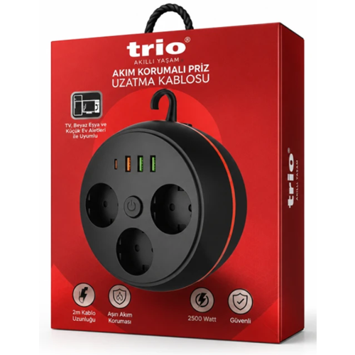 TRİO 3444 3LÜ AKIM KORUMALI PRİZ