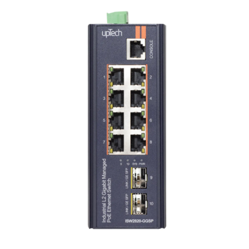 UPTECH L2 Managed 8 Port Gigabit PoE + 2 Port Gigabit SFP Managed IEEE802.3af/at Industrial PoE Switch Set (Power+SFP+SC/LC 1m)