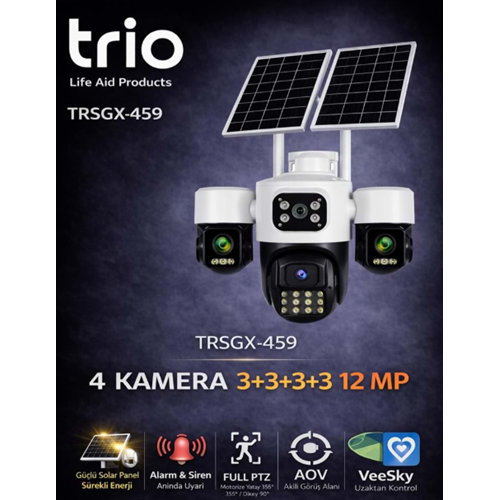 TRİO TR-SGX459 4 LENS 12mp AOV 4G-LTE PTZ 5V 2A SOLAR KAMERA TA18