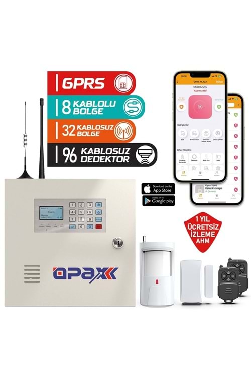 OPAX-2646 KABLOLU I KABLOSUZ GPRS ALARM PANELİ