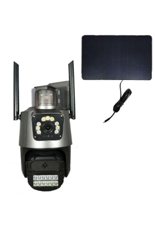 Apronx apx-wsp242 6Mp 2.8mm 4G Solar Çift Kamera 19 Led PTZ