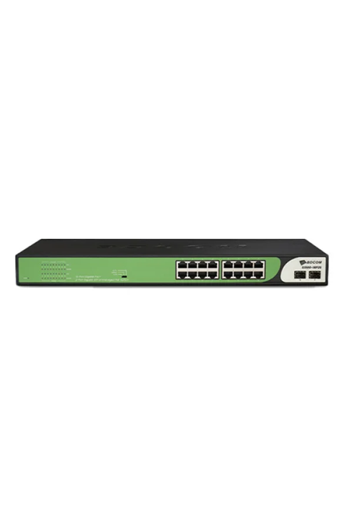 BDCOM S1500-16P2G2S 16-Port Gigabit PoE+ 2-Port Gigabit uplink,2 port SFP, desktop/rack Mounted, 180W