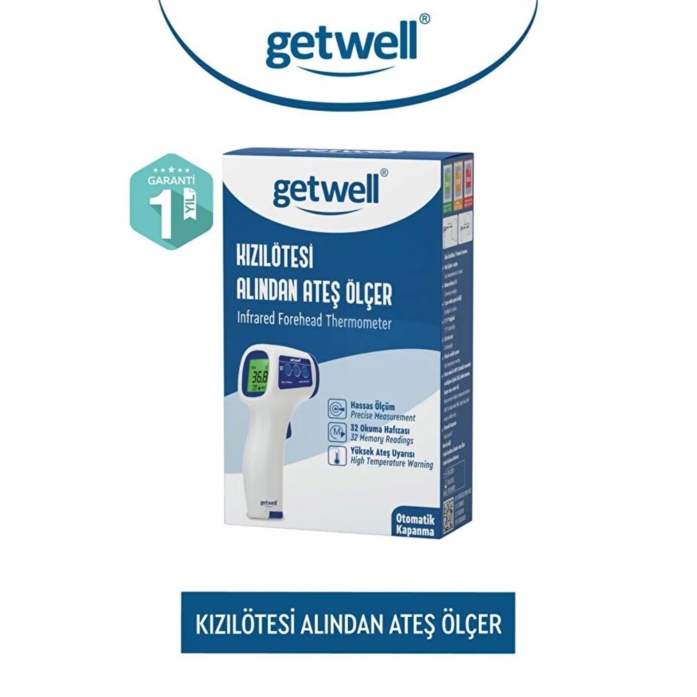 Getwell Ateş Ölçer Kızıl Ötesi Alından - Temassız - Uzaktan (Yetişkin & Bebek & Çocuk)