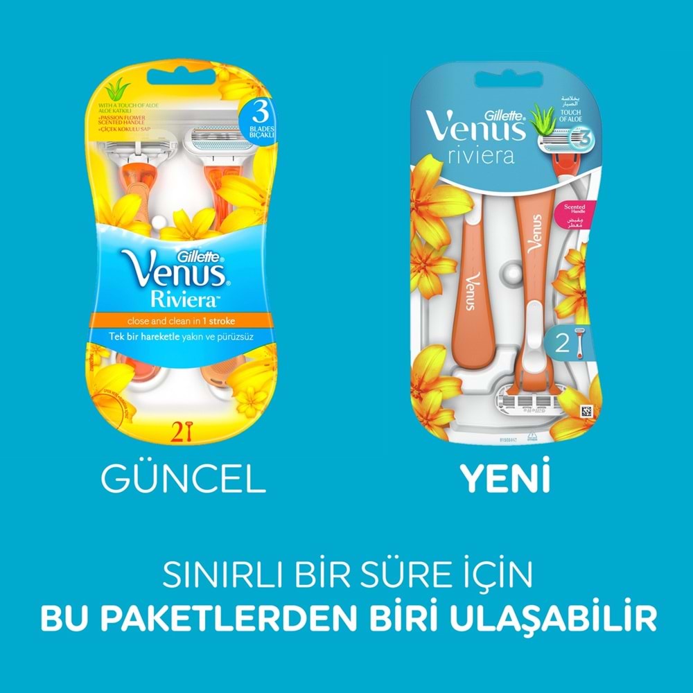 Gillette Venus Riviera Kullan At Kadın Tıraş Bıçağı (Pk İç Adeti 2 Adet)
