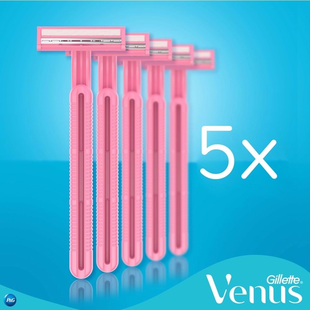 Gillette Venus Simply Venus 2 Basic Kadın Tıraş Bıçağı (Paket içeriği 5 Adet)