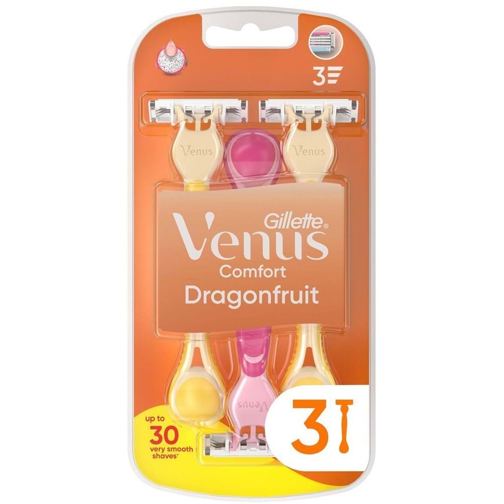 Gillette Simply Venus 3 Dragonfruit Kullan At Tıraş Bıçağı (Paket İçeriği 3 Adet)