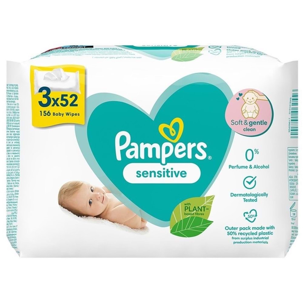 Prima Islak Havlu Mendil Hassas Ciltler İçin Bitki Bazlı Kokusuz 52 Yaprak (3 Lü Pk) 156 Yaprak