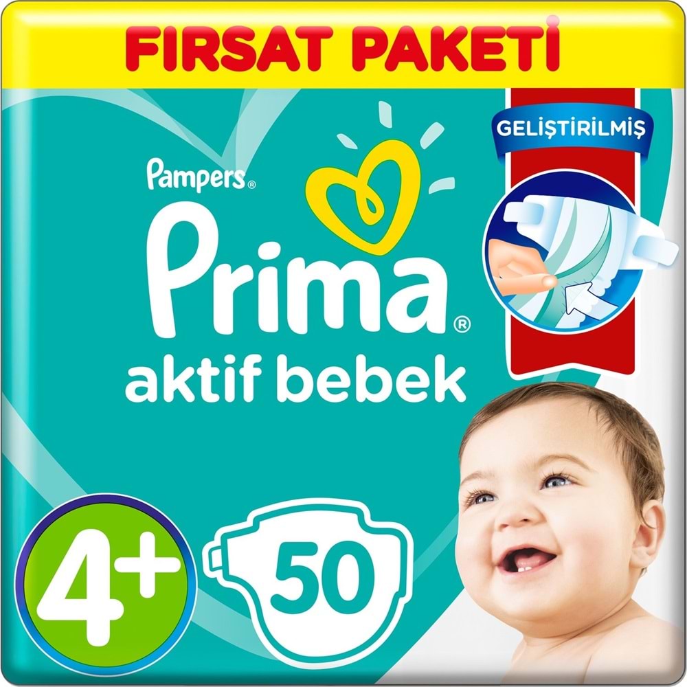 Prima Bebek Bezi 4+ Beden 10-15 KG Maxi Plus 50 Adet Fırsat Pk