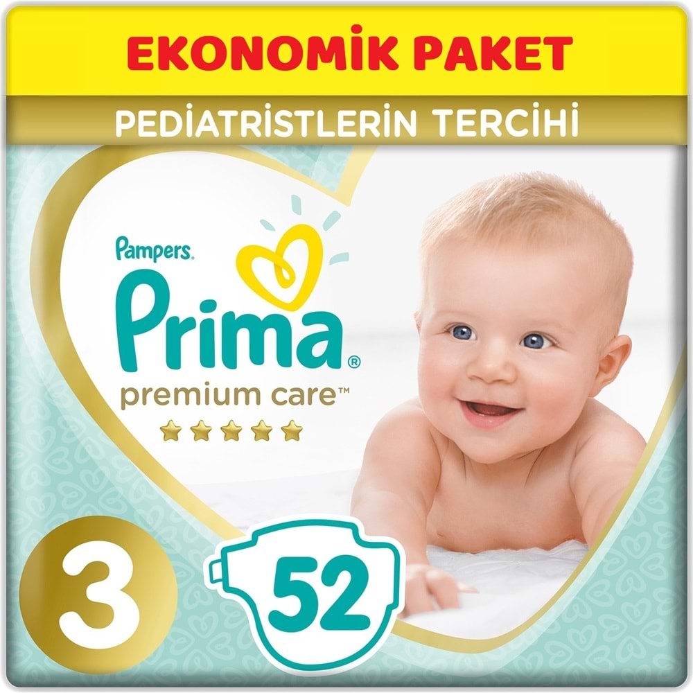 Prima Premium Care Bebek Bezi 3 Beden 6-10 KG Midi 52 Adet Ekonomik Pk
