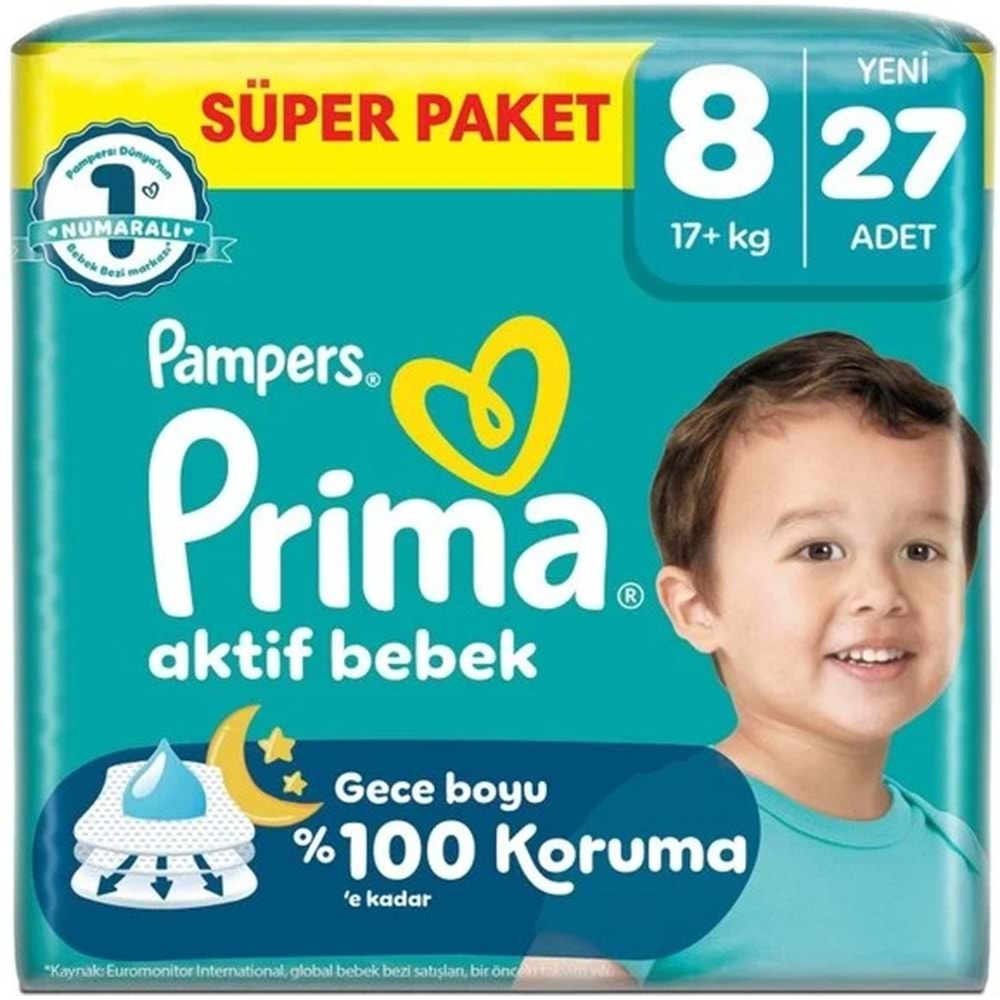Prima Bebek Bezi 8 Beden 17+ KG XXX Large 27 Adet Süper Pk