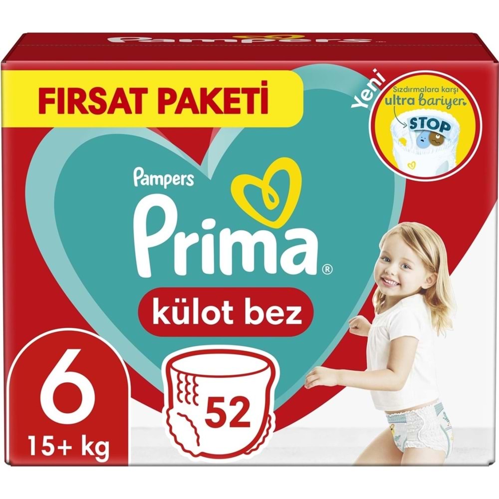 Prima Külot Bebek Bezi 6 Beden 15+ KG Extra Large 52 Adet Fırsat Pk