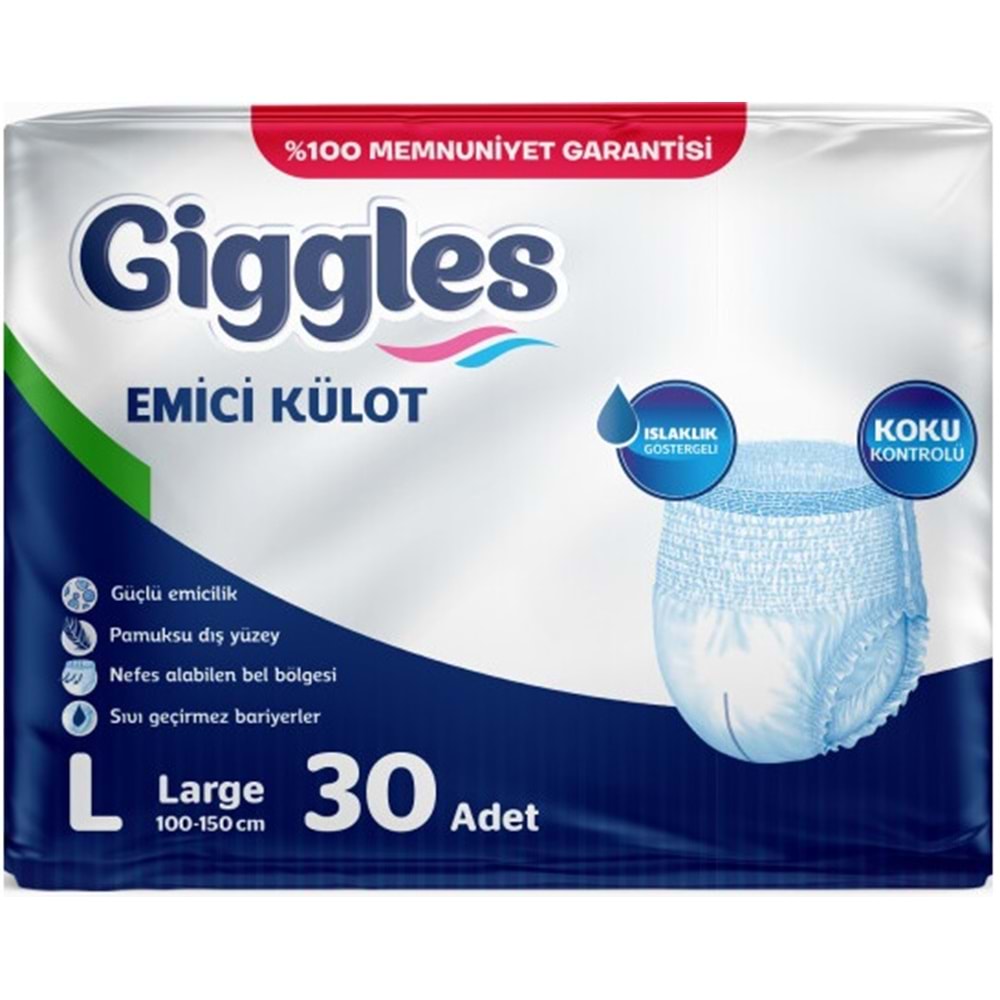 Giggles Yetişkin Bezi Emici Külot L-Büyük 30 Adet Tekli Pk