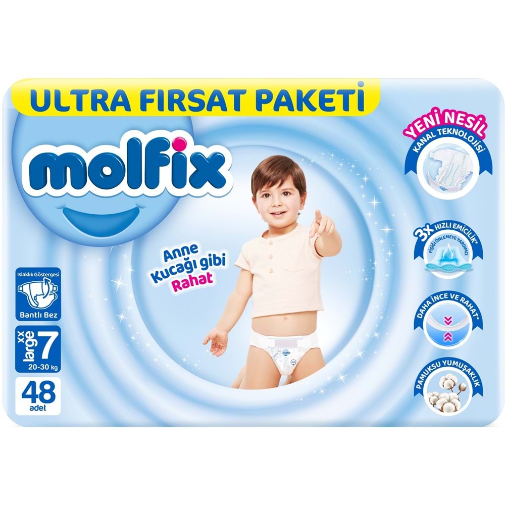 Molfix Bebek Bezi 7 Beden 20-30 KG XX Large 48 Adet Ultra Fırsat Pk