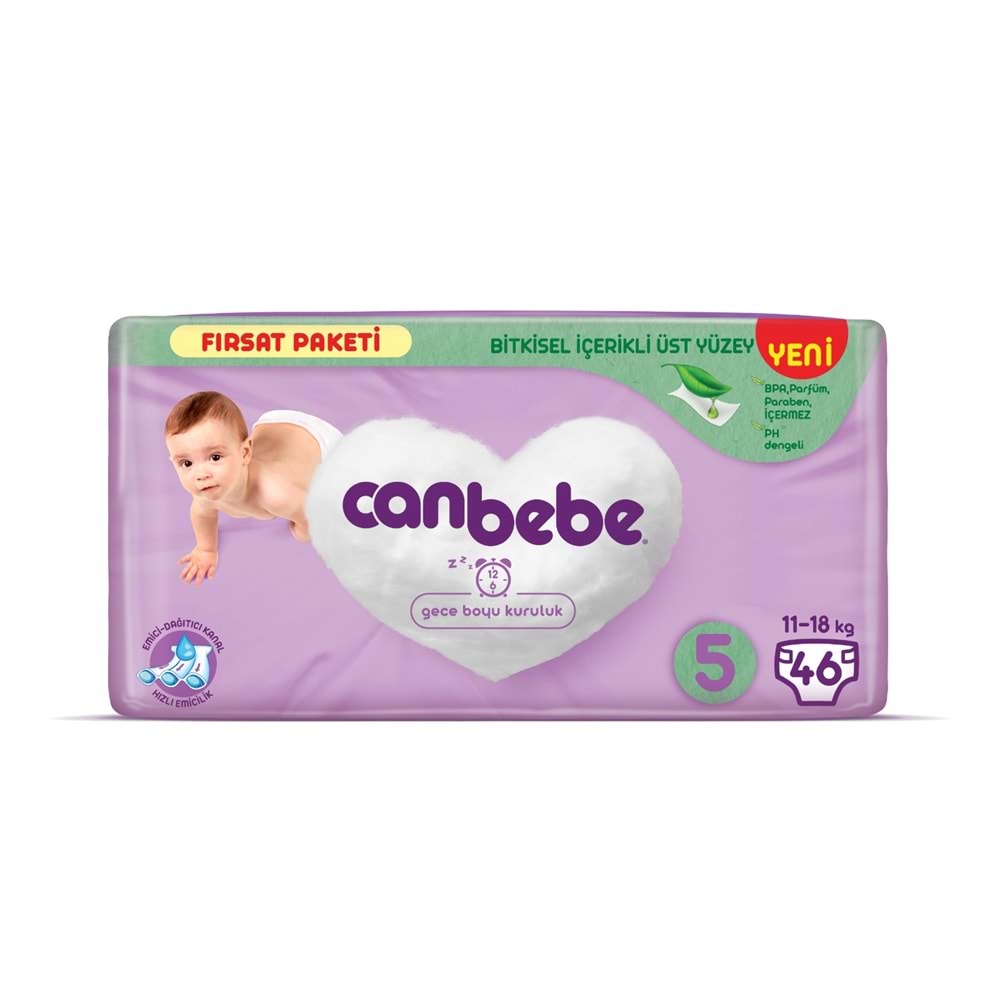 Canbebe Bebek Bezi 5 Beden 11-18 KG Junior 40 Adet Fırsat Pk