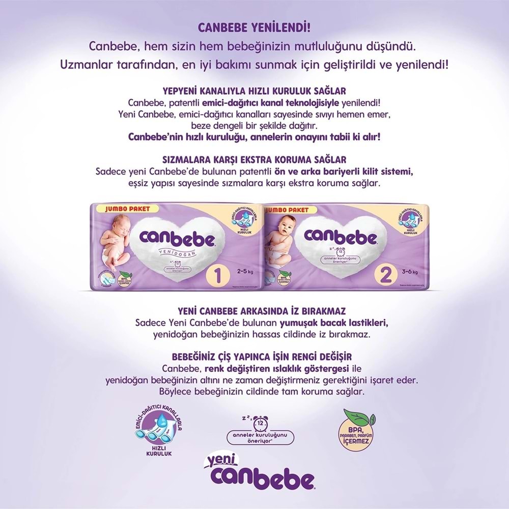 Canbebe Bebek Bezi 1 Beden 2-5 KG Yeni Doğan 28 Adet Mini Pk