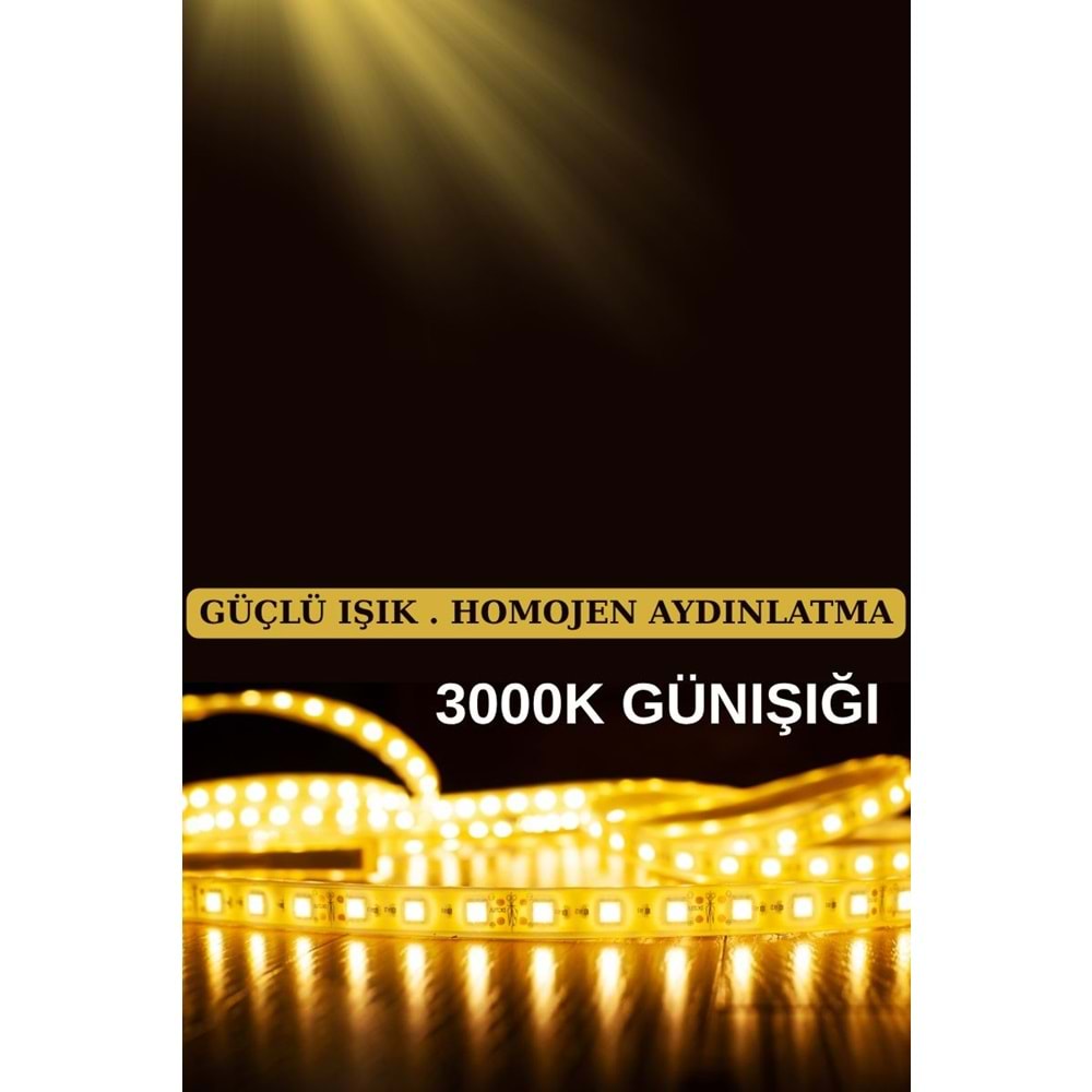 Mandaş 4 Metre Günışığı Şerit Led 3000K Mutfak Tezgah Üstü Dolap Altı İçin 12V Tam Set