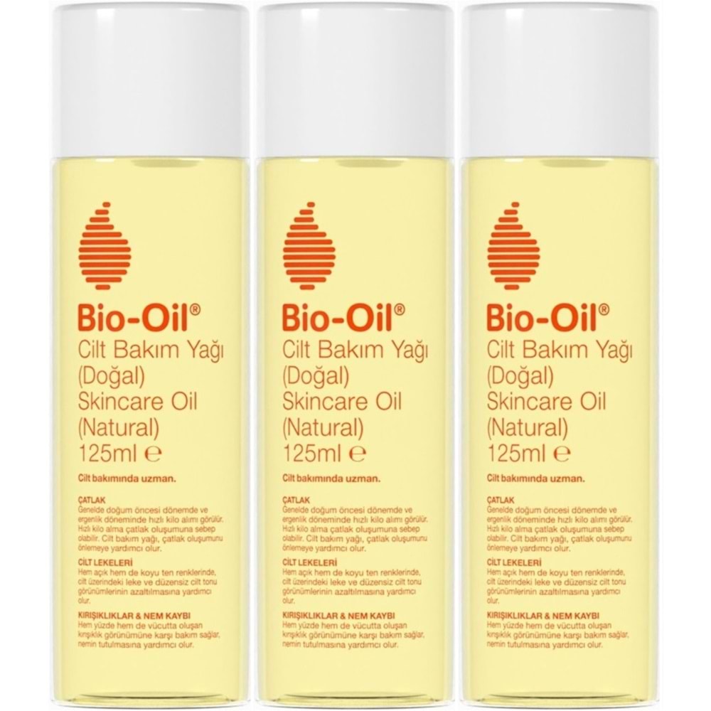 Bio-Oil %100 Natural Çatlak & Leke Karşıtı Nemlendirici Doğal Cilt Bakım Yağı 125ML (3 Lü Set)