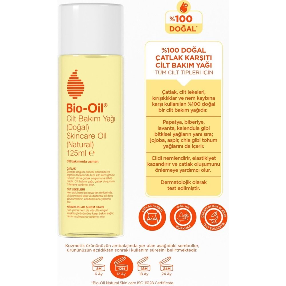 Bio-Oil %100 Natural Çatlak & Leke Karşıtı Nemlendirici Doğal Cilt Bakım Yağı 125ML (3 Lü Set)