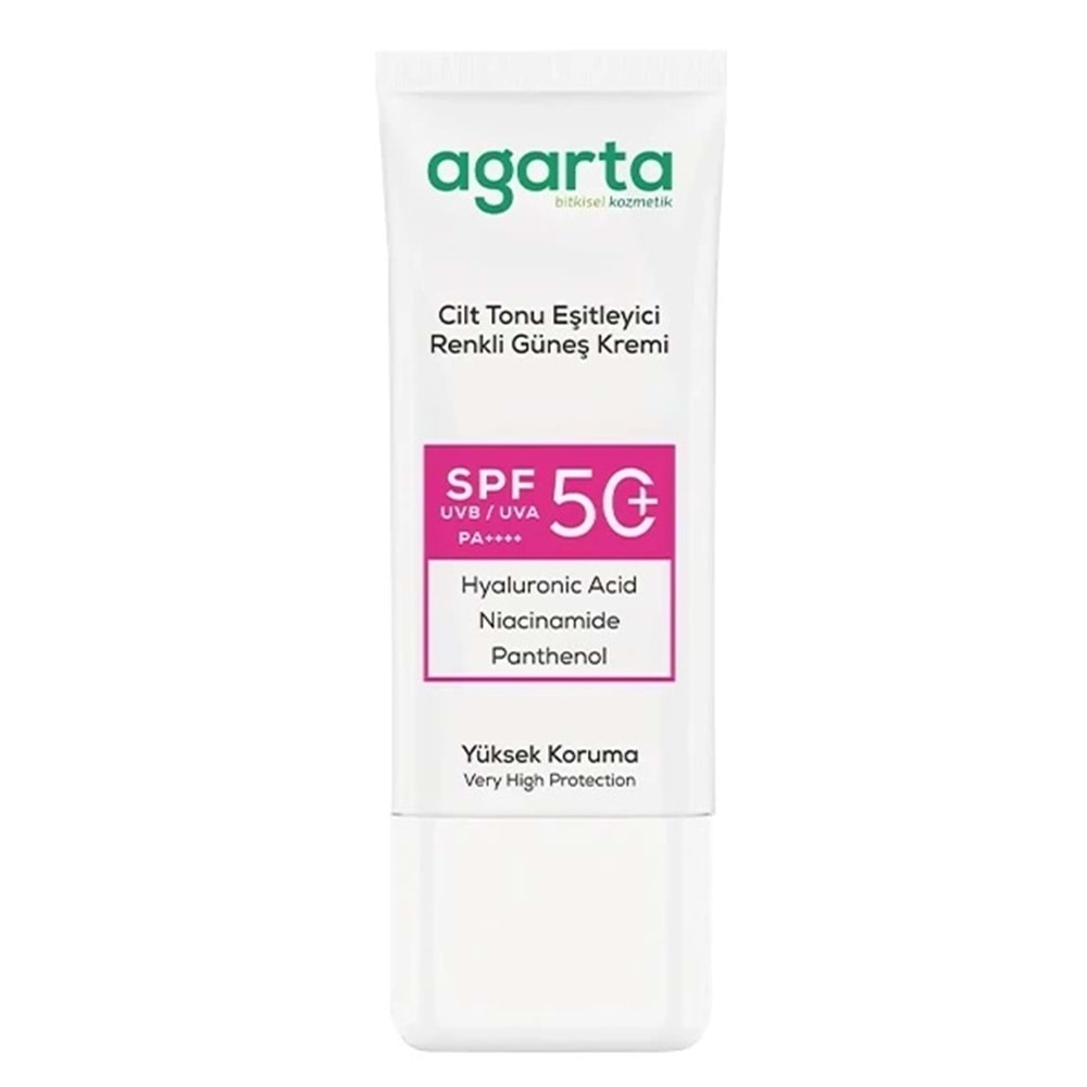 Agarta Cilt Tonu Eşitleyici Renkli Kapatıcı Etkili Spf+50 Faktör Güneş Kremi 50 ML