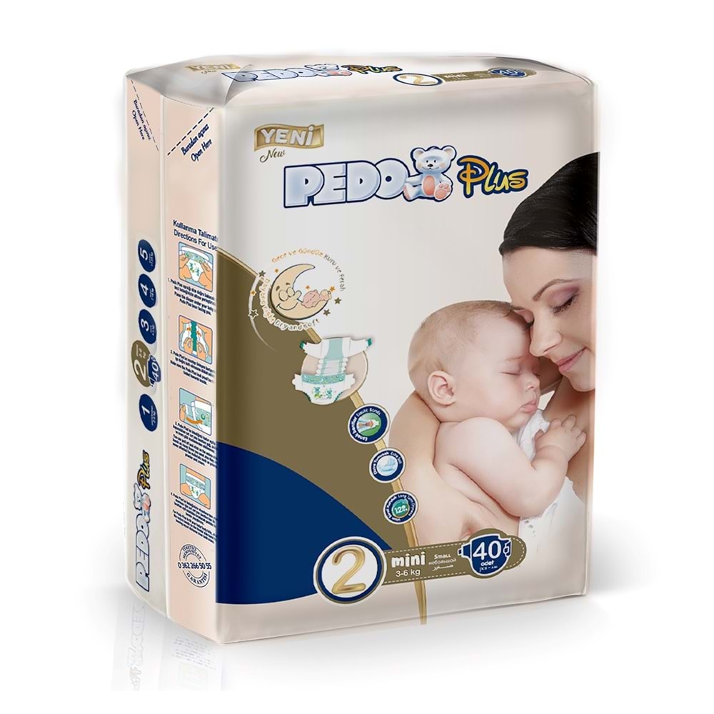 Pedo Plus Bebek Bezi 2 Beden 3-6 KG Mini 40 Adet Jumbo Pk