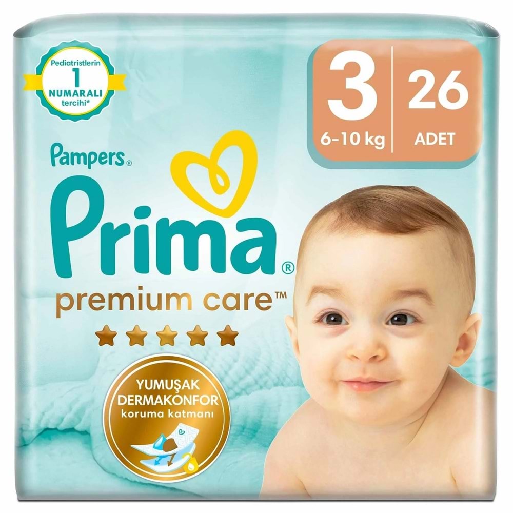 Prima Premium Care Bebek Bezi 3 Beden 6-10 KG Midi 26 Adet Jumbo Pk