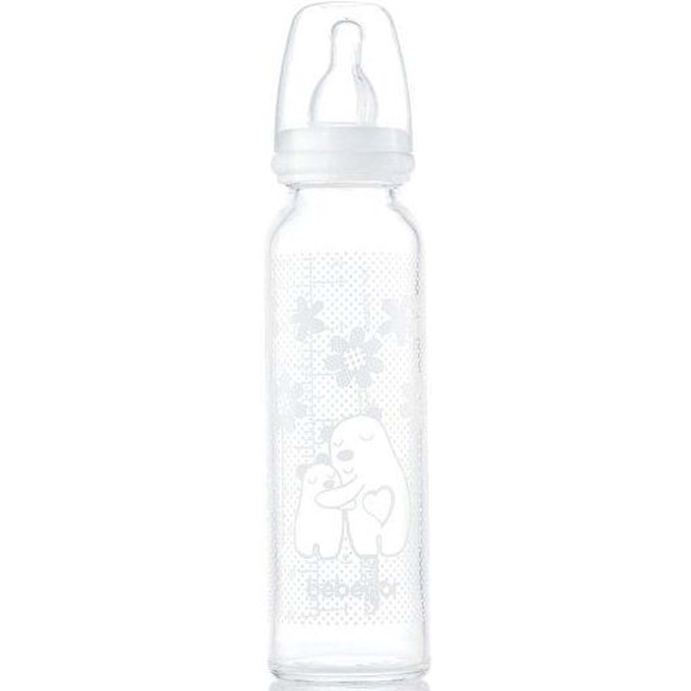 Bebedor Isıya Direnç/Dayanıklı Cam Biberon 250ML (Kod:41302) - Beyaz
