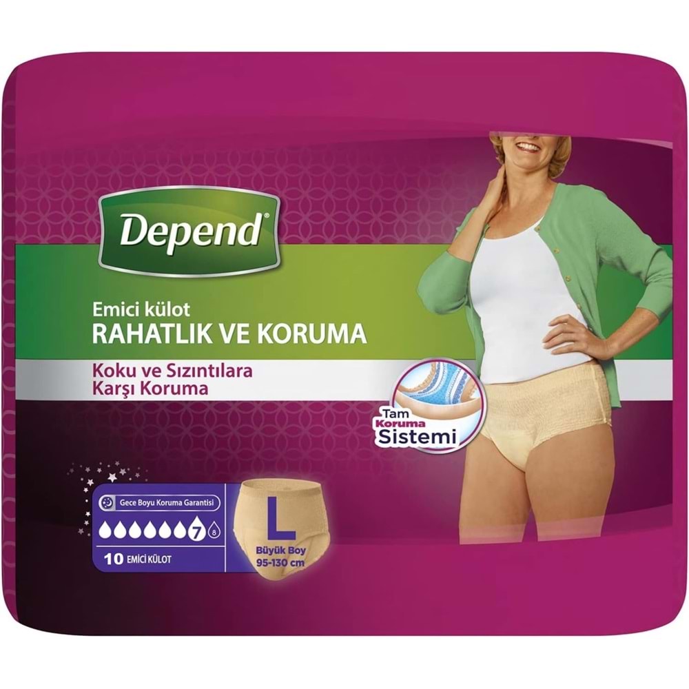 Depend Emici Külot Yetişkin Bezi Large - Büyük Kadın (10 Adet) Tekli Pk