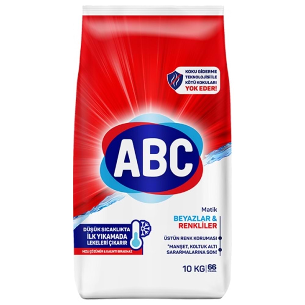 Abc Matik Toz Çamaşır Deterjanı 20KG (2PK*10KG) Klasik Beyazlar & Renkliler (132 Yıkama)
