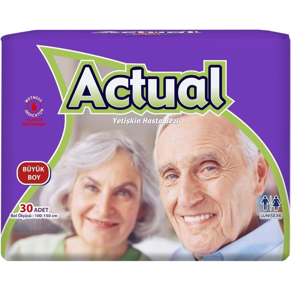 Actual Yetişkin Bezi Bel Bantlı L - Large - Büyük 180 Adet (6PK*30)