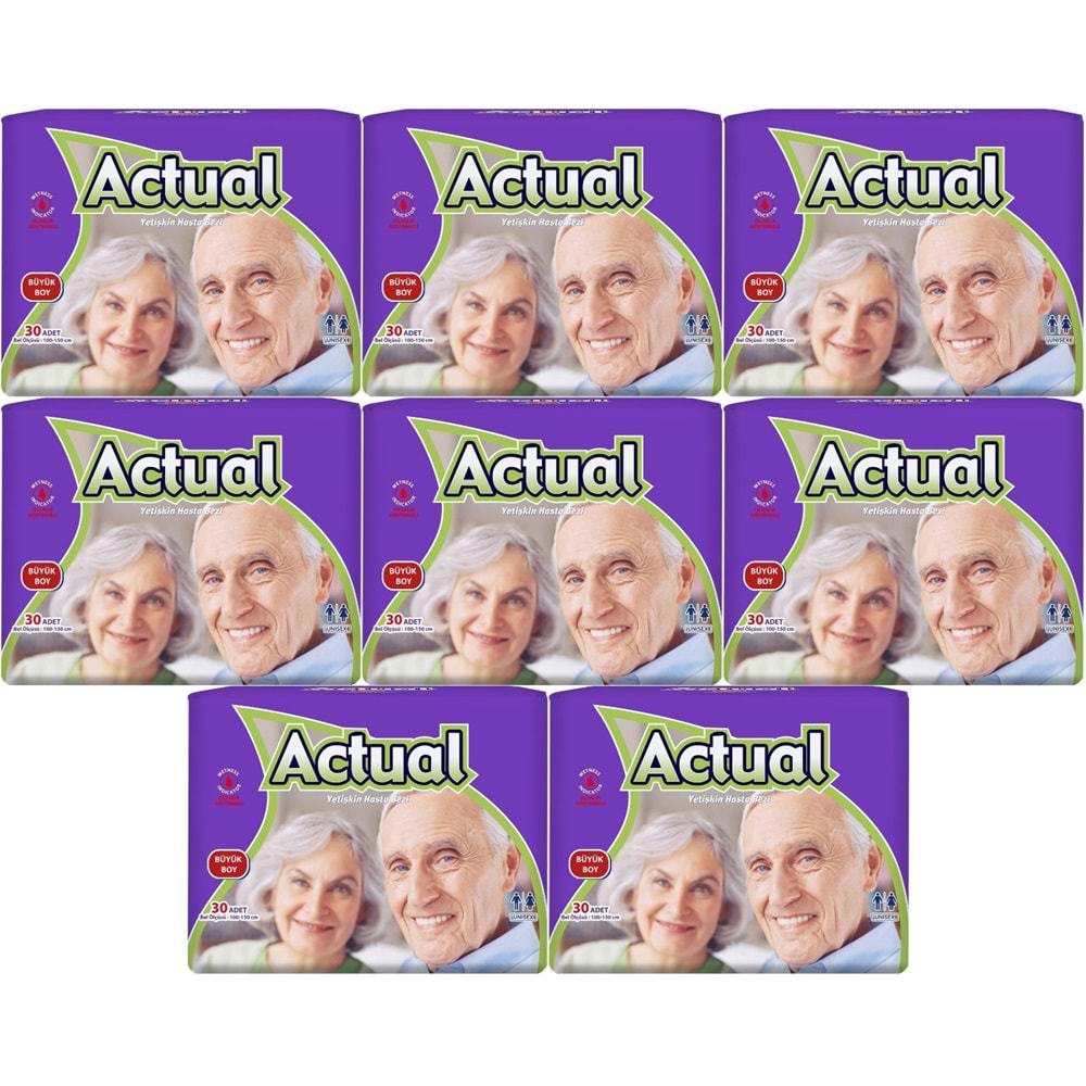 Actual Yetişkin Bezi Bel Bantlı L - Large - Büyük 240 Adet (8PK*30)