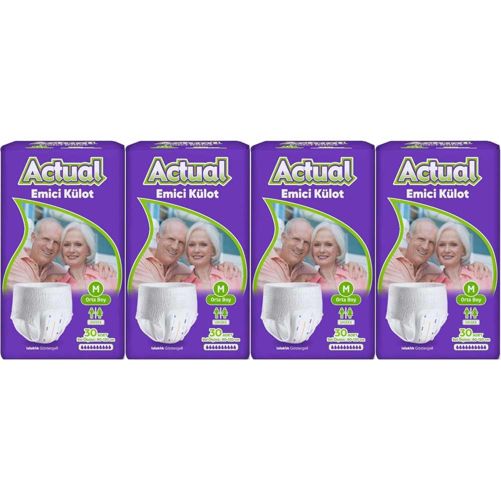 Actual Emici Külot Yetişkin Bezi M - Medium - Orta (Islaklık Göstergeli) 120 Adet