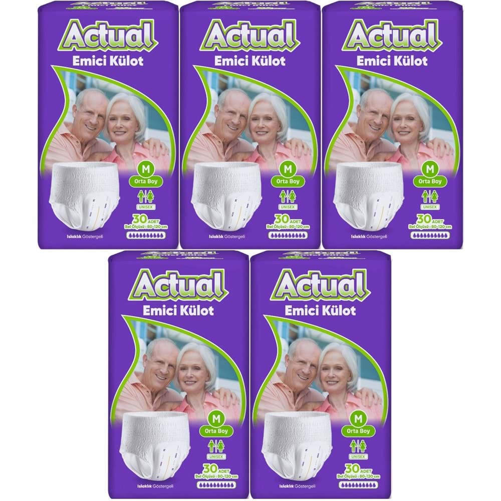 Actual Emici Külot Yetişkin Bezi M - Medium - Orta (Islaklık Göstergeli) 150 Adet