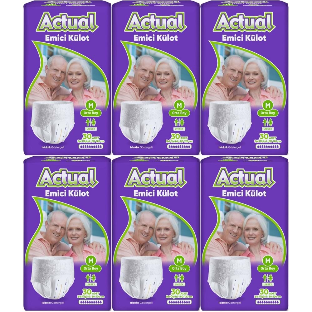 Actual Emici Külot Yetişkin Bezi M - Medium - Orta (Islaklık Göstergeli) 180 Adet