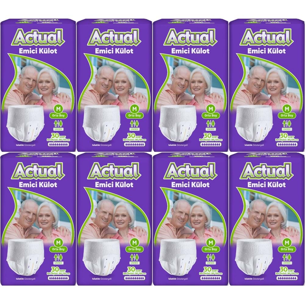 Actual Emici Külot Yetişkin Bezi M - Medium - Orta (Islaklık Göstergeli) 240 Adet