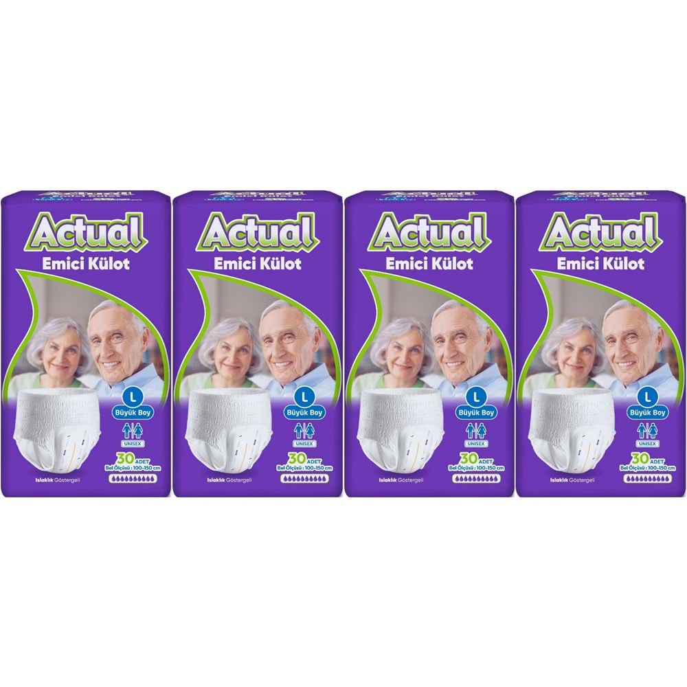 Actual Emici Külot Yetişkin Bezi L - Large - Büyük (Islaklık Göstergeli) 120 Adet