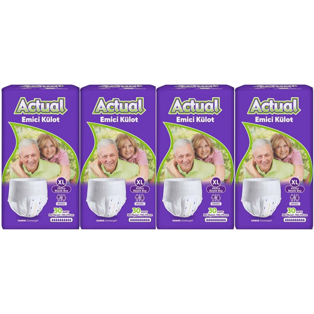 Actual Emici Külot Yetişkin Bezi XL - Extra Large - Ekstra Büyük (Islaklık Göstergeli) 120 Adet