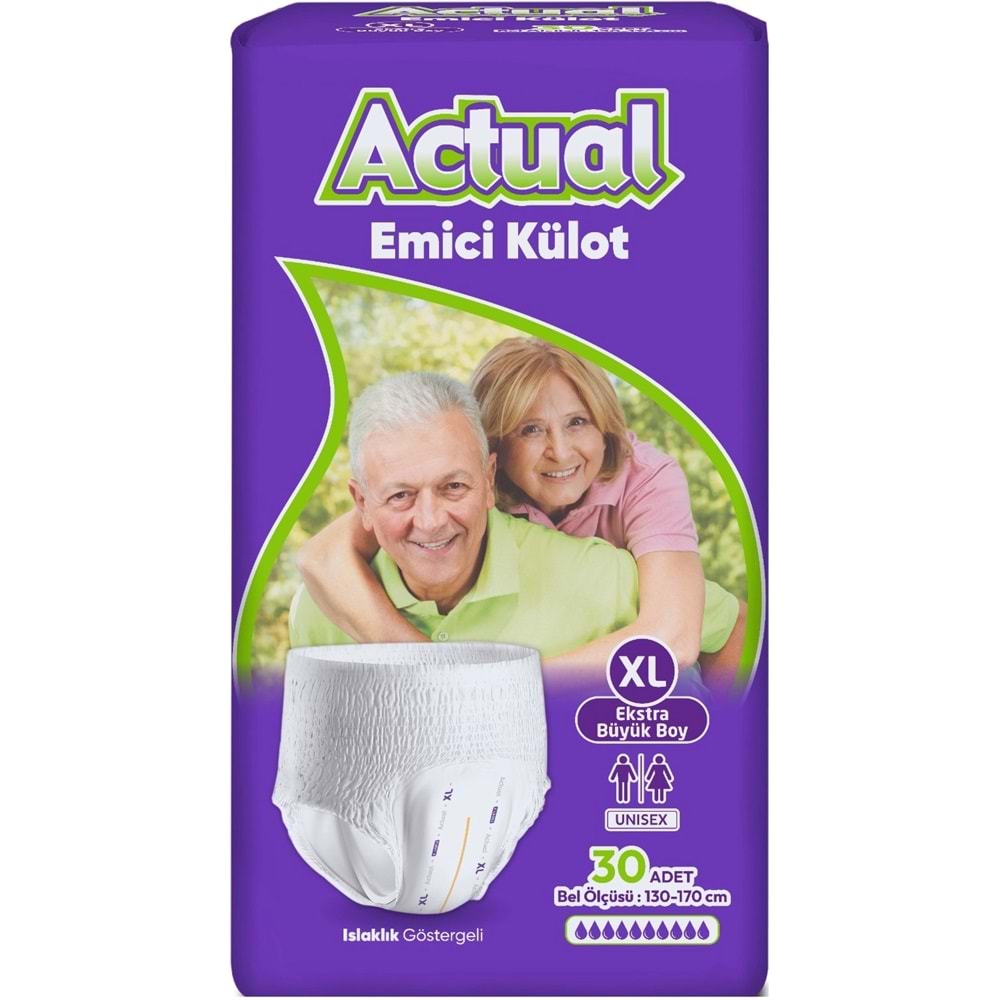 Actual Emici Külot Yetişkin Bezi XL - Extra Large - Ekstra Büyük (Islaklık Göstergeli) 150 Adet