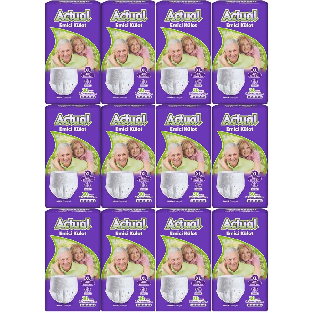 Actual Emici Külot Yetişkin Bezi XL - Extra Large - Ekstra Büyük (Islaklık Göstergeli) 360 Adet