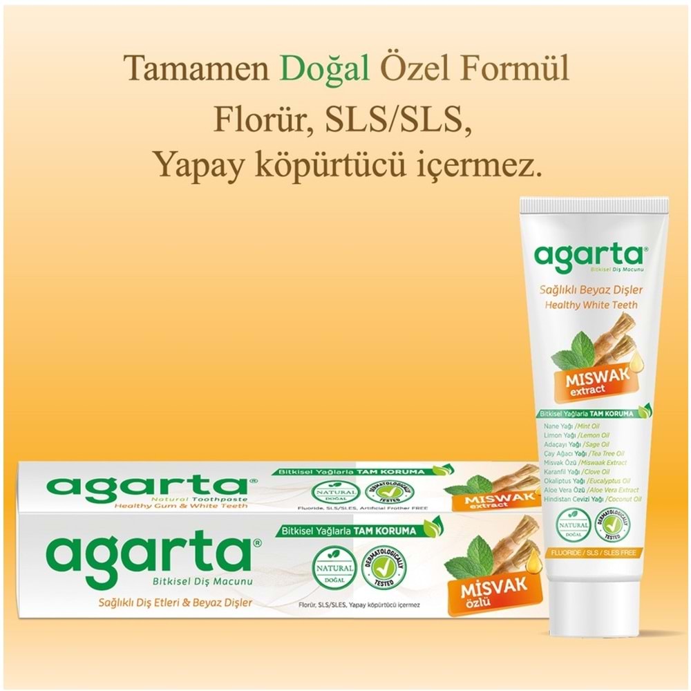 Agarta Doğal Diş Macunu 100ML Misvak özlü (4 Lü Set)