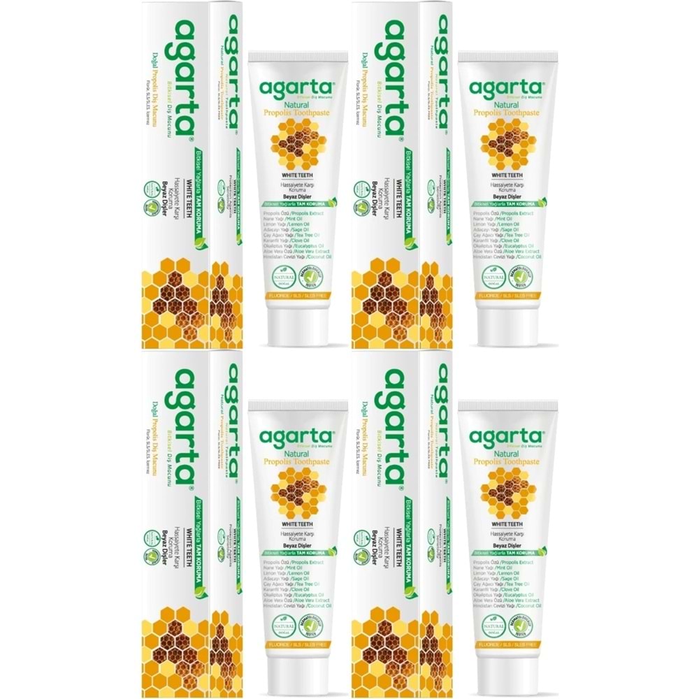 Agarta Doğal Diş Macunu 100ML Propolis (4 Lü Set)