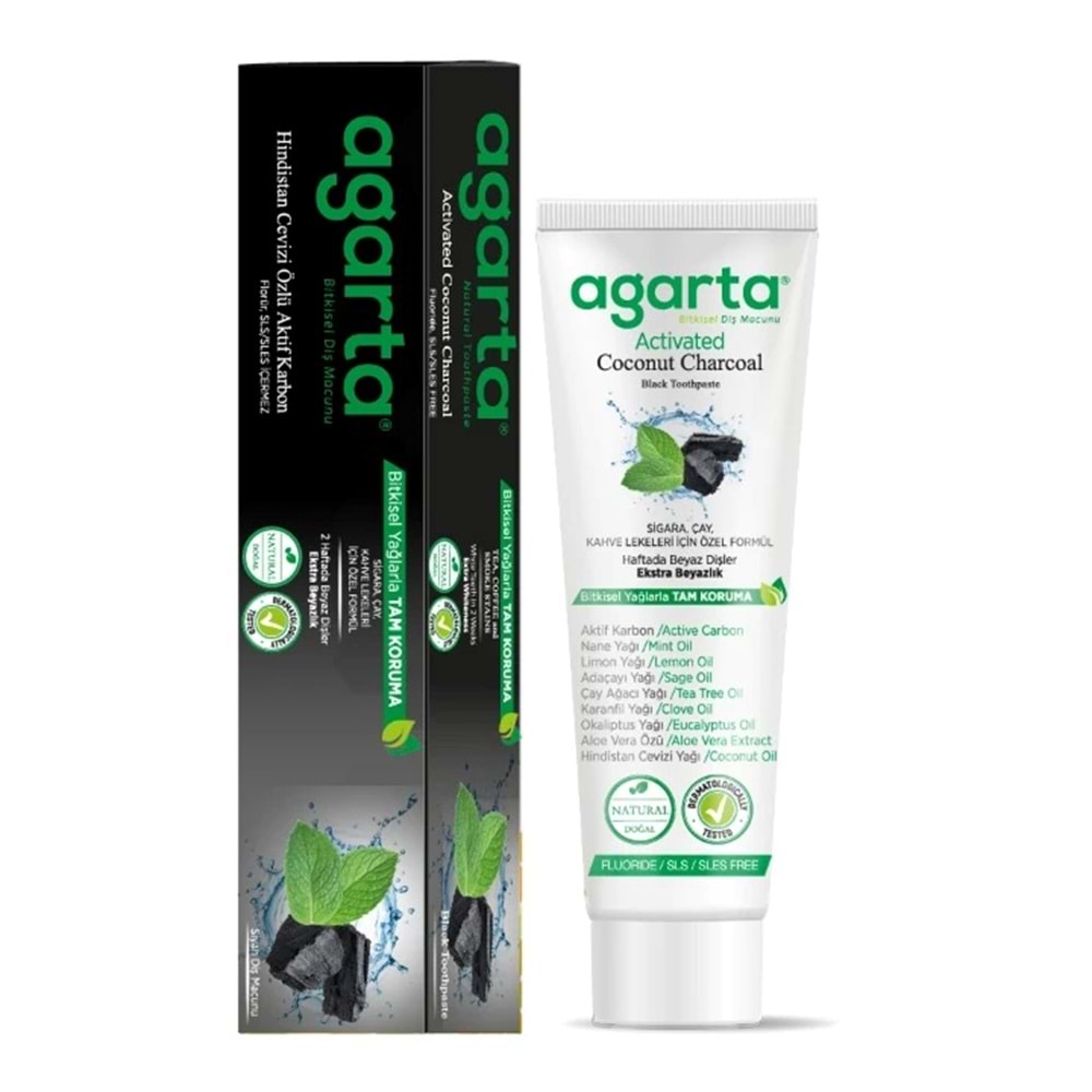 Agarta Doğal Diş Macunu 100ML Aktif Karbonlu (9 Lu Set)